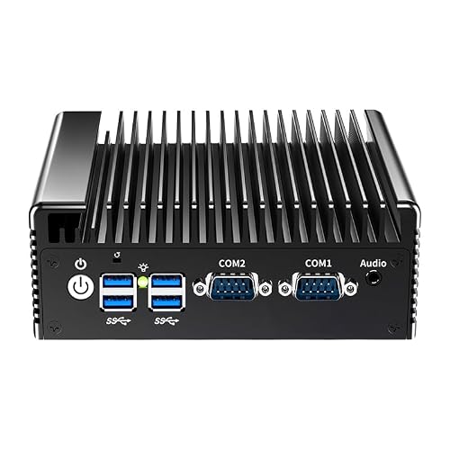 Fanless Mini PC Industrial Dual Core 5005U, 2xCOM RS232, 2xGigabit LAN, 4USB 3.0,GPIO,2xDisplays HD VGA Small Desktop PC Computer for Industrial Business Office Auto Power On,NO RAM NO SSD
