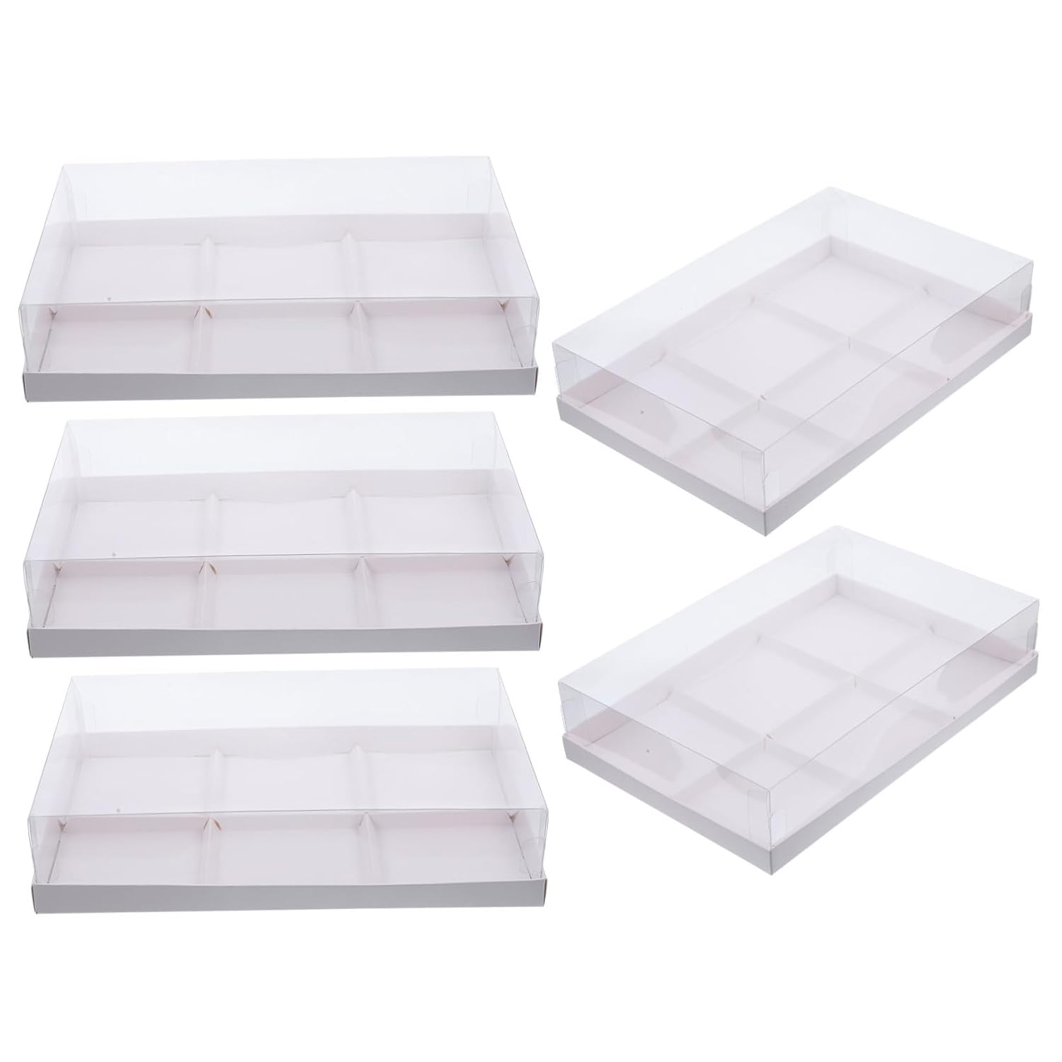 5pcs Boxes Dessert Box Divided Snack Box Cupcake Boxes Chocolate Packaging Cookie Packing Supplies Bakery Supplies Small Clear Bakery White Paper Grid