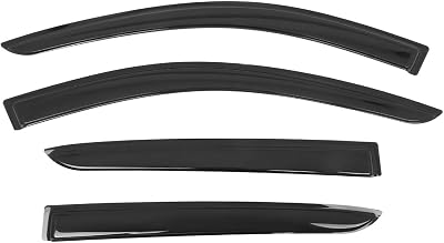 Side Window Deflectors, Compatible with 2019-2025 Cadillac XT4, Tape-On SmokeTinted Acrylic, 4PCS, Window Rain Shields