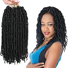 Faux Locs Crochet Hair 14 Inch 10 Packs Curly Soft Distressed Wavy Braids Dreadlocks Synthetic Goddess Braiding Hair Extensions (1B#)