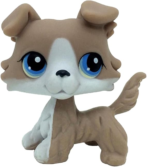 Grey Collie Dog #67 with Magnet Mini Pet Toys Animal Figure