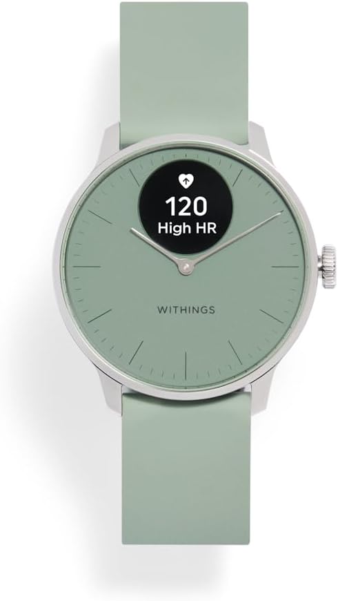 Withings ScanWatch Light Green French Design Maximum 30 Days Battery Lightweight and Slim Sleep Score Automatic Exercise Measurement 50m Waterproof Smartphone Notifications Blood Oxygen Womens Health