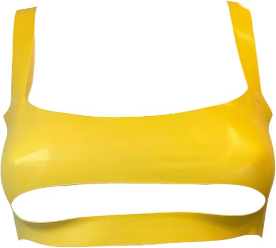 Women's Latex Cutout Solid Camisole Crop Tank Top Wide Shoulder Strap Low-Cut Bra Top