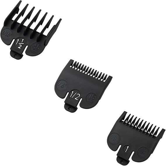 3 Pcs Clipper Guards Set - Universal Hair Clipper Combs Guides 1/16 1/8 3/16 Replacement for Wahl Clippers Babyliss FX870, Professional Limit Comb for Barbers Home Pet Haircuts, Black