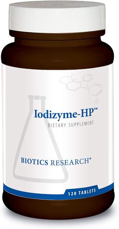 BIOTICS RESEARCH Iodizyme-HP Iodine 6.25mg/Sev, Thyroid Support, 120 Tabs | Cellular Metabolism, Promotes Energy, Supports Metabolic Function, T3, T4, TSH
