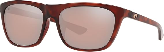 Costa Woman Sunglasses Shiny Wahoo Frame, Blue Mirror Lenses, 57MM