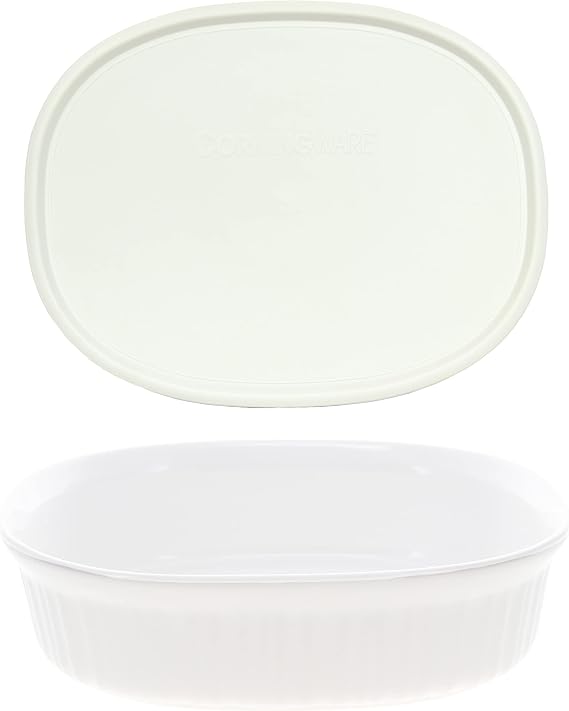 CorningWare FS2 2.5Qt French White Oval Casserole with F-2-PC Plastic Lid