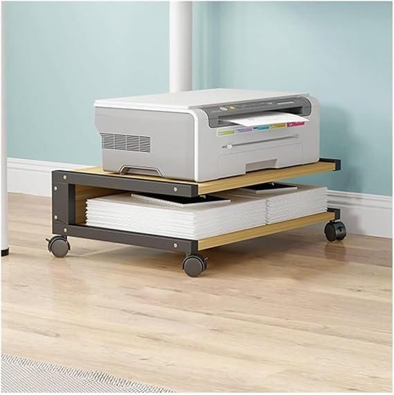 2-Tier Printer Stand Rolling Printer Shelf for Home Office, Mobile Copier Stand Table, Under Desk Printer Rack