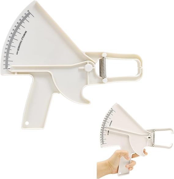 Professional Skinfold Caliper, Accurate Measure Skinfold Caliper, Body Fat Caliper Easy to Read Data, Body Fat Tester for Measuring Body Fat Percentage, Skinfold Tester for Fitness Weight Loss (White)