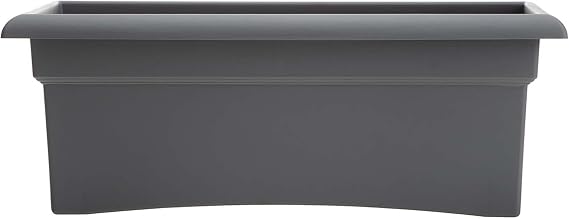 Bloem Veranda Rectangle Deck Box Planter: 26" - Charcoal - Matte Finish, Weatherproof Plastic, Optional Drainage Holes, for Indoor and Outdoor Use, Gardening, 7 Gallon Capacity