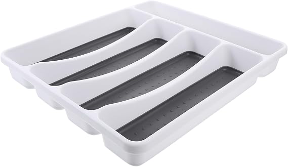 COLLBATH Silverware Tray for Drawer 12.87X11.33X1.85In Kitchen Drawer Organizer with Multiple Compartments Non-Slip Cutlery Holder for Forks Spoons Chopsticks Bottle Opener