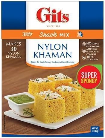 Gits Indian Breakfast & Snack 13 Varity, Instant Mixes Pack | Includes Khaman Dhokla, Rava Dosa, Idli, Medu Vada, Upma, Pakora, Dahi Vada & More |100% Vegetarian (Pack of 1, Naylon Khaman)
