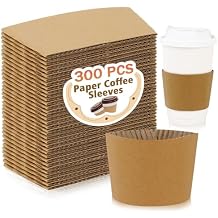 300 PCS Coffee Cup Sleeves, Disposable Coffee Sleeves Fits 10-20 oz Cups, Kraft Paper Cup Sleeve for Hot and Cold Drinks