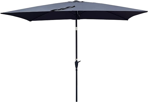 6x9ft Patio Umbrella, Outdoor Rectangular Market Umbrella with Crank and Push Button Tilt, Outside UV Protection Sun Shade Table Umbrella for Garden Lawn Backyard Poolside