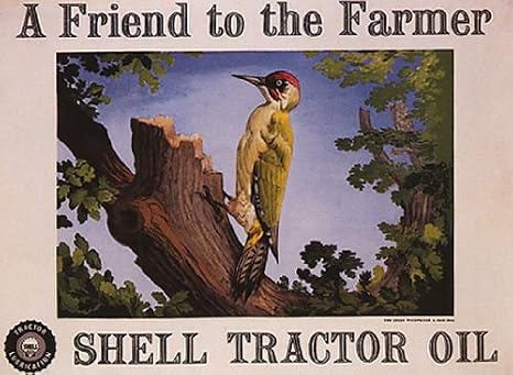 Wood Pecker A Friend to The Farmer Shell Tractor Oil Vintage Poster Canvas REPRO