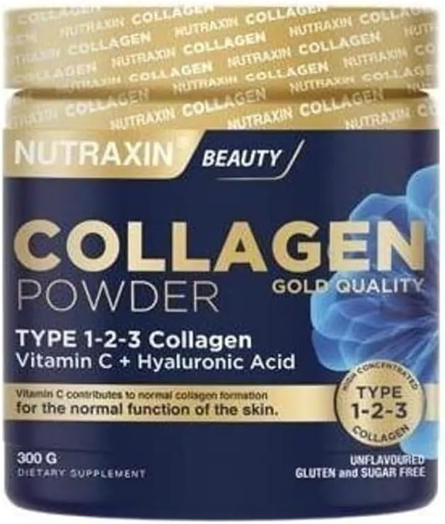 Nutraxin Collagen Gold Quality Powder, Tip 1-2-3 Kolajen, Vitamin C ve Hyaluronik Asit, 300g