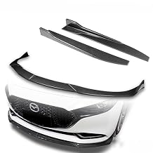 5pcs Combo Front Bumper Body Kit Lip + Side Skirt Extensions Diffuser Compatible with 2019-2023 Mazda 3 Sedan Only 2020 2021 2022 (Painted Carbon)