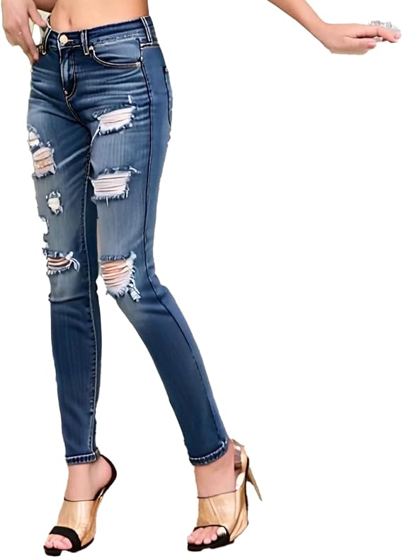Women's High Waisted Jeans for Ripped Skinny Stretch Jeans Distressed Butt Lifting Denim Pants