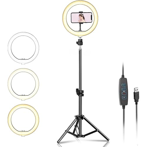 Coverzone 8 inch Youtuber LED Illuminated Ring Phone Holder 8 inch 20.5 cm SelfiePublisherMakeup Light 210 cm Tripod F08