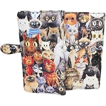 Shag Wear Cats Large Wallet for Women Vegan Faux Leather Clutch Purse with Cat Design, Animal Theme, Magnetic Snap Closure, Card and Bill Organizer 7"