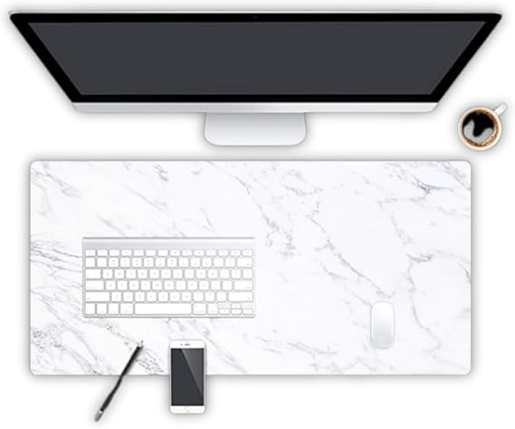 Extended Mouse Pad, Marble Design Leather Material Desk Mat，Washable Odorless Unfading Sweat Proof in 24x12inch,32x16inch,36x18inch (36''x18'')