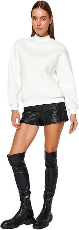 Trendyol Women Basic Regular Basic Standing collar Knit Sweatshirt