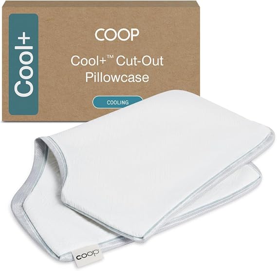 Coop Home Goods Cool+ Cut-Out Pillow Cover, King Size, Cut-Out Shape, Cooling Bed Pillow Case for Hot Sleepers, Ultra Soft & Breathable Pillowcase with Zipper and 2-Inch Gusset