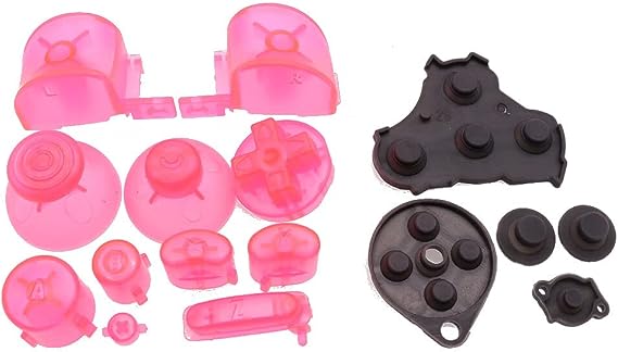 1 Set Colorful Complete Full Button with Rubber Conductive Buttons for Gamecube GC Controller Clear Pink
