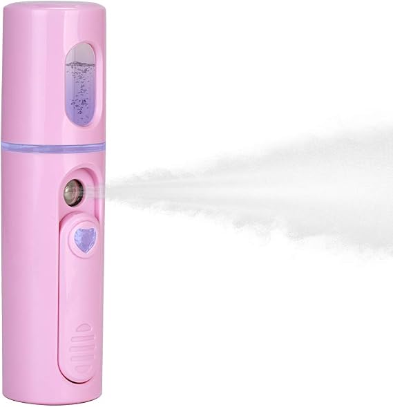 Nano Mister Cooling Facial Mist Spray Handheld Humidifier for Hot Weather Skin Care Eyelash Extensions (Pink)