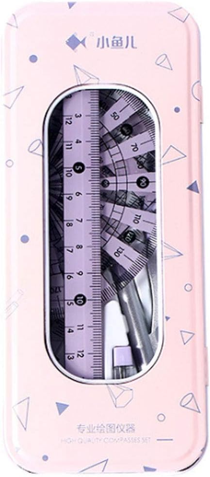 Adela 8 Pieces Student Math Geometry Tool Set Drawing Compass (05064Pink)