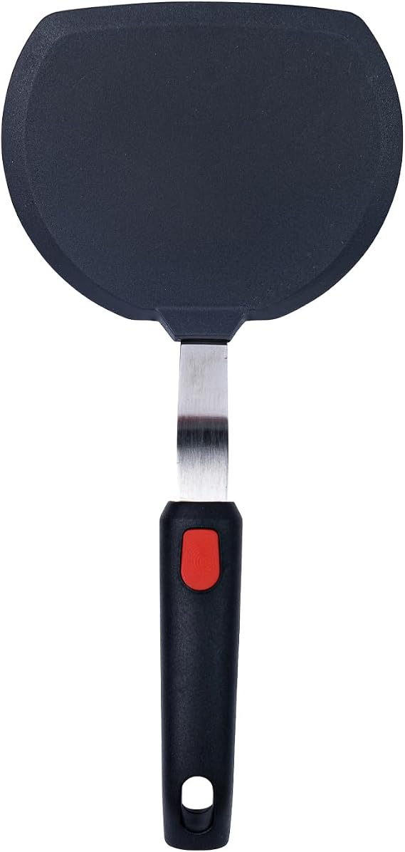 Wide Silicone Pancake Spatula Large Heat-Resistant Turner for Cooking | Nonstick Safe | Stainless-Steel Reinforced Core & Easy-Grip Handle