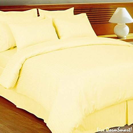 Luxurious Egyptian Cotton 550 Thread Count Striped Duvet Cover Twin Extra Long Butter