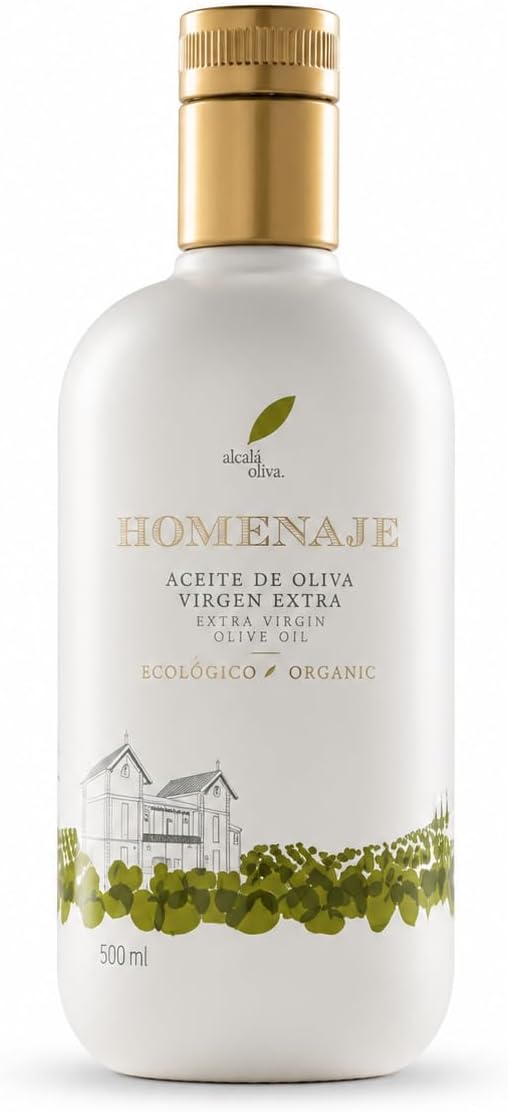 HOMENAJE Extra Virgin Olive Oil 500ml | Premium Quality | Cold-Pressed Spanish Olive Oil with Natural Purity and Exceptional Flavor for Cooking and Gourmet Dishes (Pack of 1)