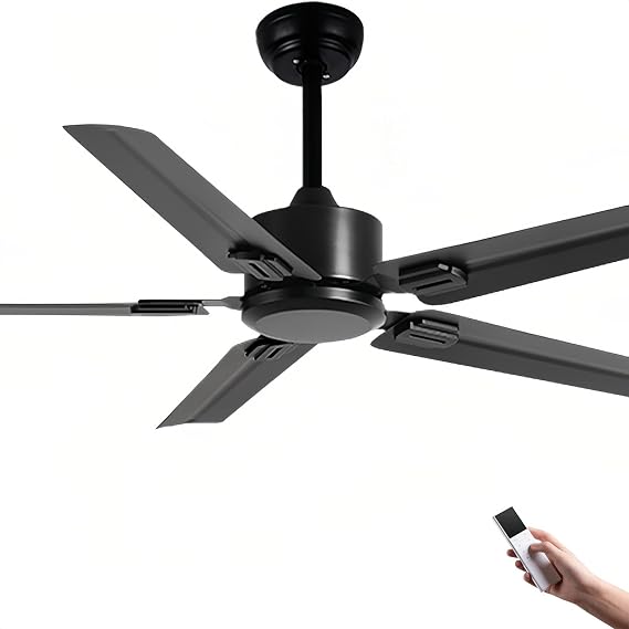 Silent Fan, Industrial Ceiling Fan Without Lights, 5 Blade For Indoor Outdoor Ceiling Fans With Remote, Reversible Noiseless Motor(52IN/132CM)