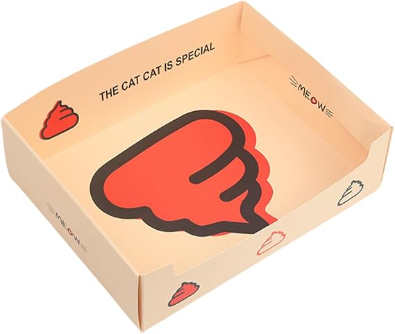 Disposable Foldable Cardboard Cat Litter Box for Travel and Indoor Use, Leak-Resistant Single-Use Portable Litter Tray, Compact and Recyclable
