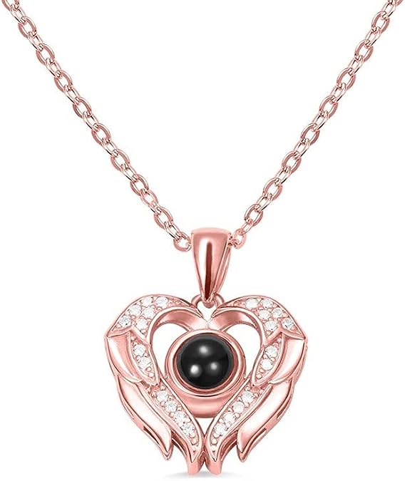 Custom Photo Projection Necklace Gift for Her - Sterling Silver Personalized Photo Picture Necklace Gift for Wife Mom Girlfriend - Love Necklace Anniversary Wedding Gift