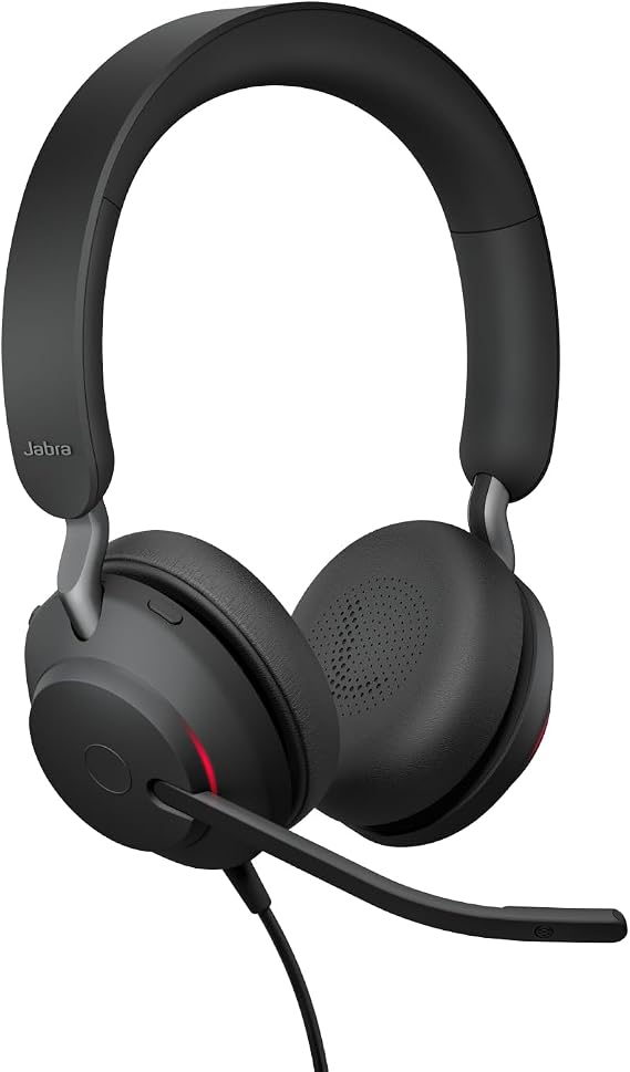 Jabra Evolve2 40 SE (2026 Version) Wired Stereo Noise-Cancelling Headset - Features 3-Microphone Call Technology and USB-C/A Cable - UC, All Platforms - Black