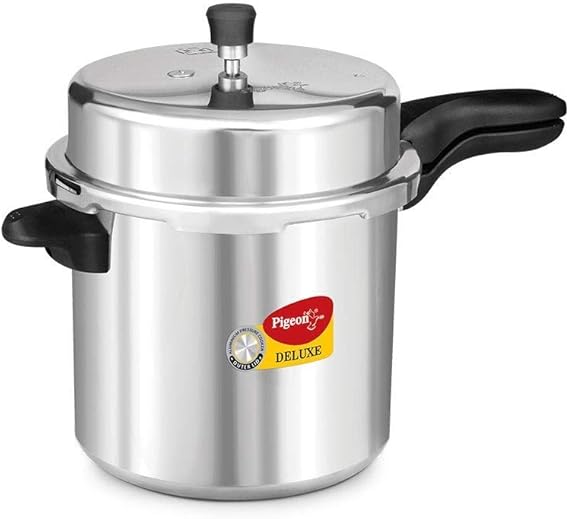 Pigeon Pressure Cooker - 10 Quart - Deluxe Aluminum Outer Lid Stovetop - Cook delicious food in less time: soups, rice, legumes, and more - 10 Liters