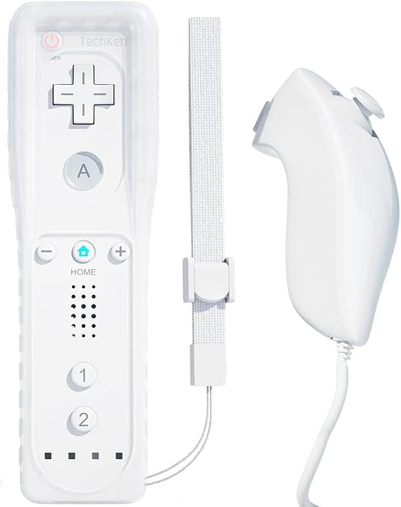 TechKen Wii Controller with Nunchuck and Remote Control - Replacement for Wii (White)