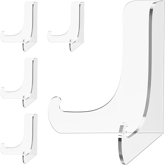 5 Pack Acrylic Display Stand, Plate Stand for Display, Easel Stand | Clear Display Holder for Card, Frame, Picture, Magazine, Book, CD, Phone (Small/ 3 Inch)