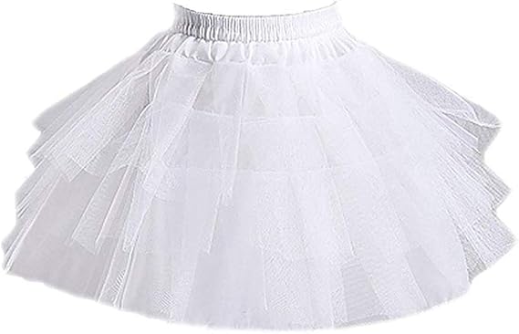 Kids White Mini 3 Layers Wedding Flower Girl Petticoat/Underskirt/Crinoline Slips