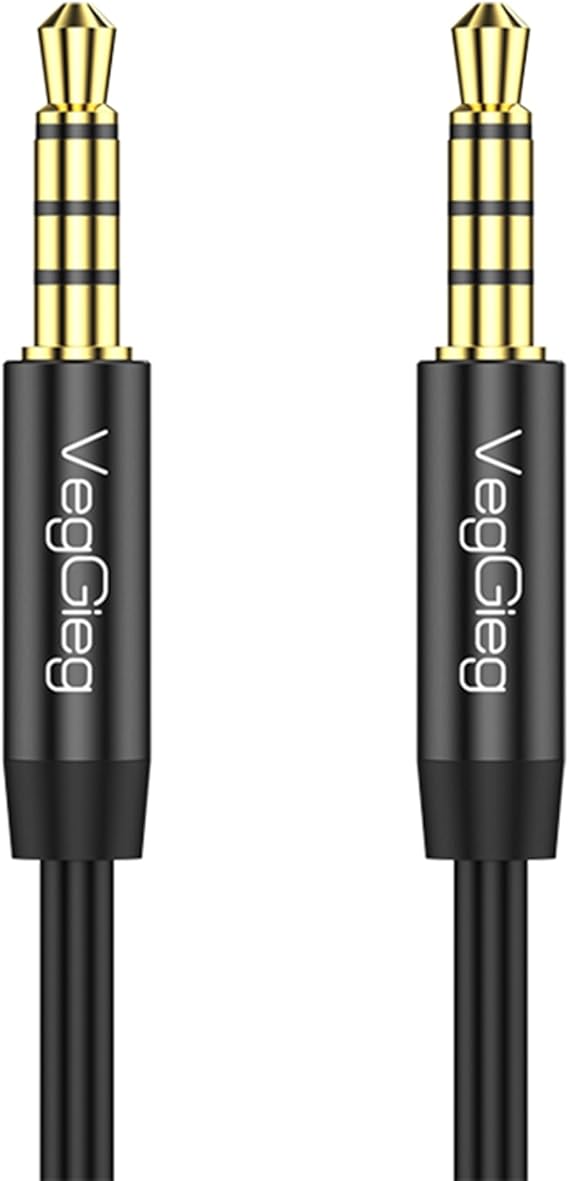 VegGieg 3.5mm Jack TRRS Hi-Fi Örgülü AUX Mikrofon ve Ses Kablosu 3 Metre
