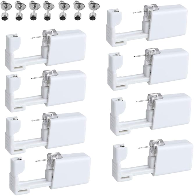 8 Pack Disposable Ear Piercing Gun with Ear Studs Asepsis No Pain Safety Self Ear Piercing Gun Kit Tool for Girls Women Men
