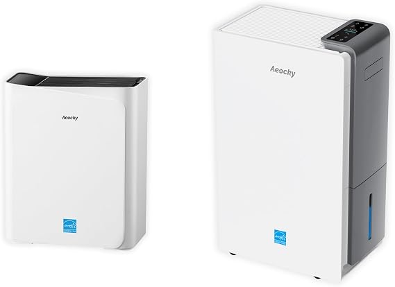 AEOCKY Most Efficient Energy Star 2025 Max 80 Pint/D Dehumidifier (RHEA-001) and 2300 ft2 Energy Star Air Purifiers (Cybertron)