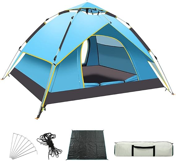 YUEWO Instant Popup Tents 2-3 Persons,Waterproof Windproof Tents for Camping,2 in 1 Easy Set Up Family Tent with Shelter,Rainfly, Outdoor Dome Tent for Travel,Hiking