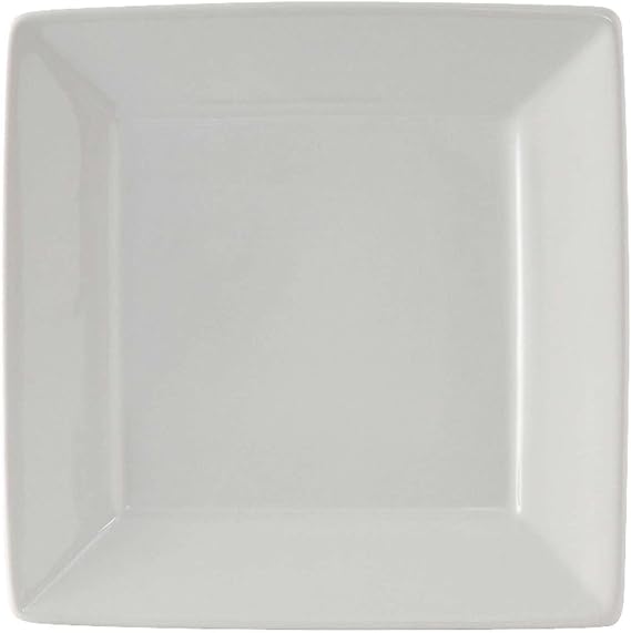 Tuxton China BWH-0845 Plate, 8-1/2", Square, Wide Rim, Microwave and Dishwasher Safe, Oven Proof, Fully Vitrified, Ceramic, DuraTux, White, Pack of 12