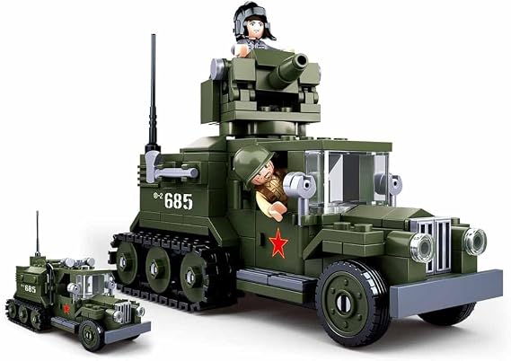 Sluban SL95556 WWII Allied Half-Chain Vehicle [M38-B0685] Playset Clamping Blocks Soldiers with Toy Figure Army WWII Multi Colour