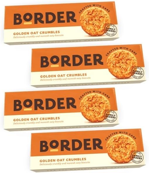 Border Biscuits Golden Oat Crumble, Made with Rolled Oats & Natural Ingredients, Deliciously Cumbly & moreish Crunchy Oaty Biscuits, Perfect Food Gift for Biscuit Lovers 150g each pack (Pack of 4)