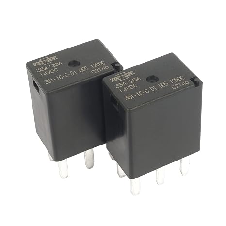 (Pack of 2) 301-1C-C-D1 U05 12VDC 35A Automotive Power Relay 5 Pins with Flux Tight