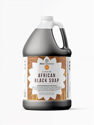 Raw African Black Soap Liquid, 100% Pure Natural Soap From Ghana, Body Wash For Face, Hair, Body, Acne, Eczema,1 Gallon 1, 1 Gallon